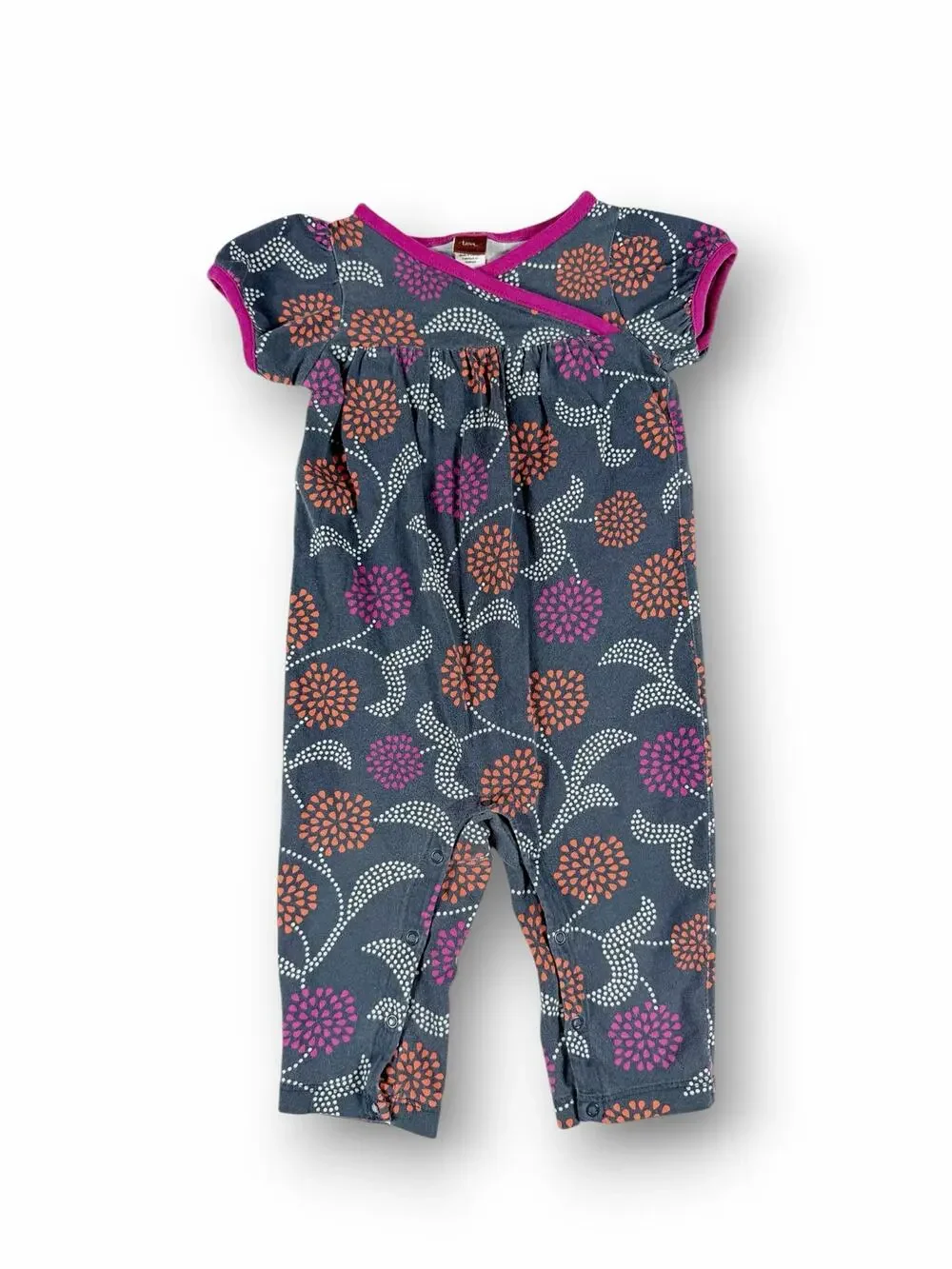 Tea Collection Floral Wrap Romper Navy Blue Size 6–12 Months